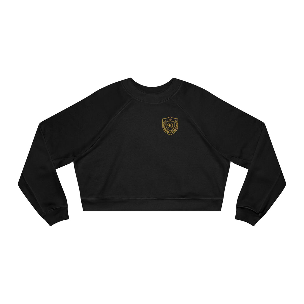 Ninety Minute | Gold Crest Logo Cropped Pullover | Black Women’s Crewneck