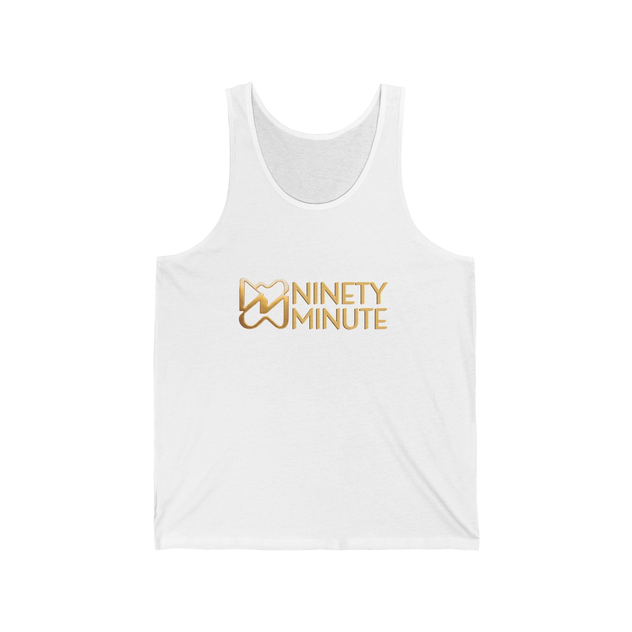 Ninety Minute Men’s Jersey Tank (Black/White, Wordmark)