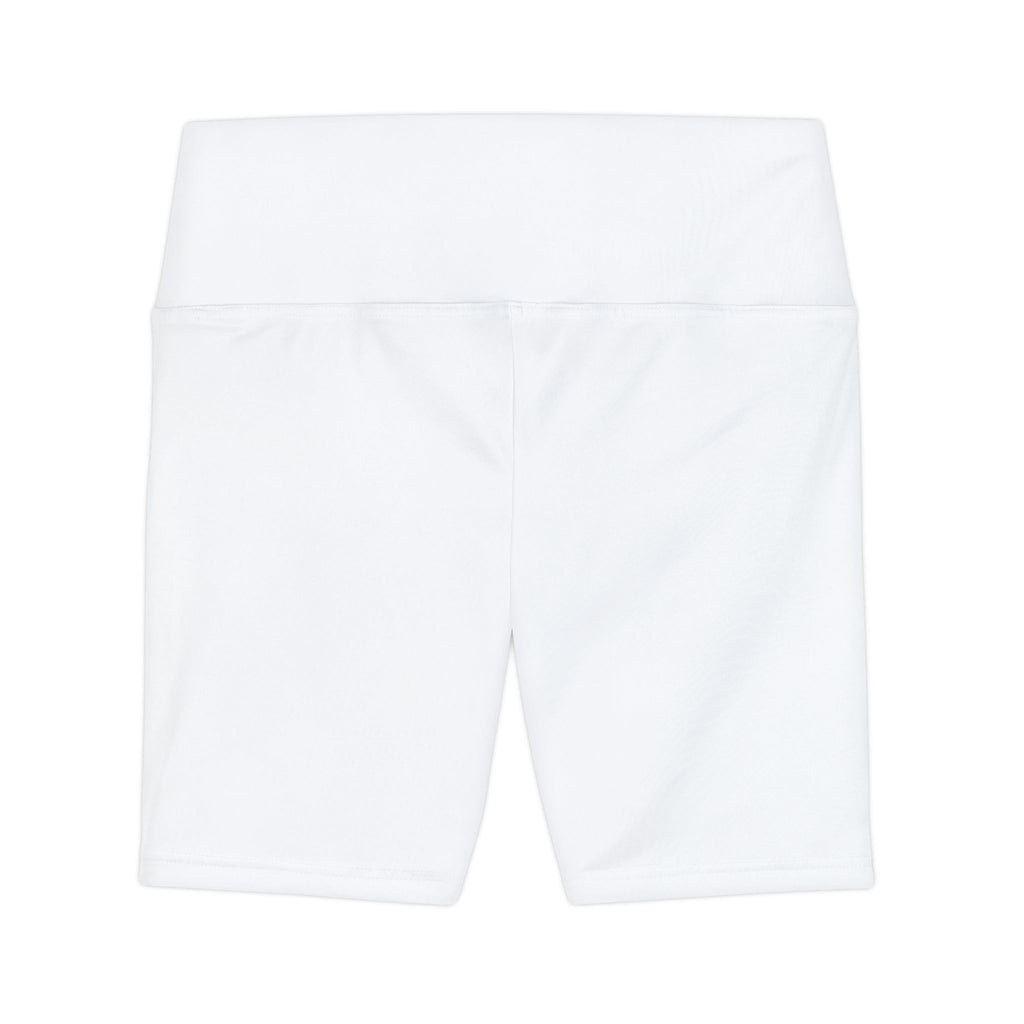Ninety Minute | Gold Crest Logo Bike Shorts | Women’s High-Waist Workout Shorts - White