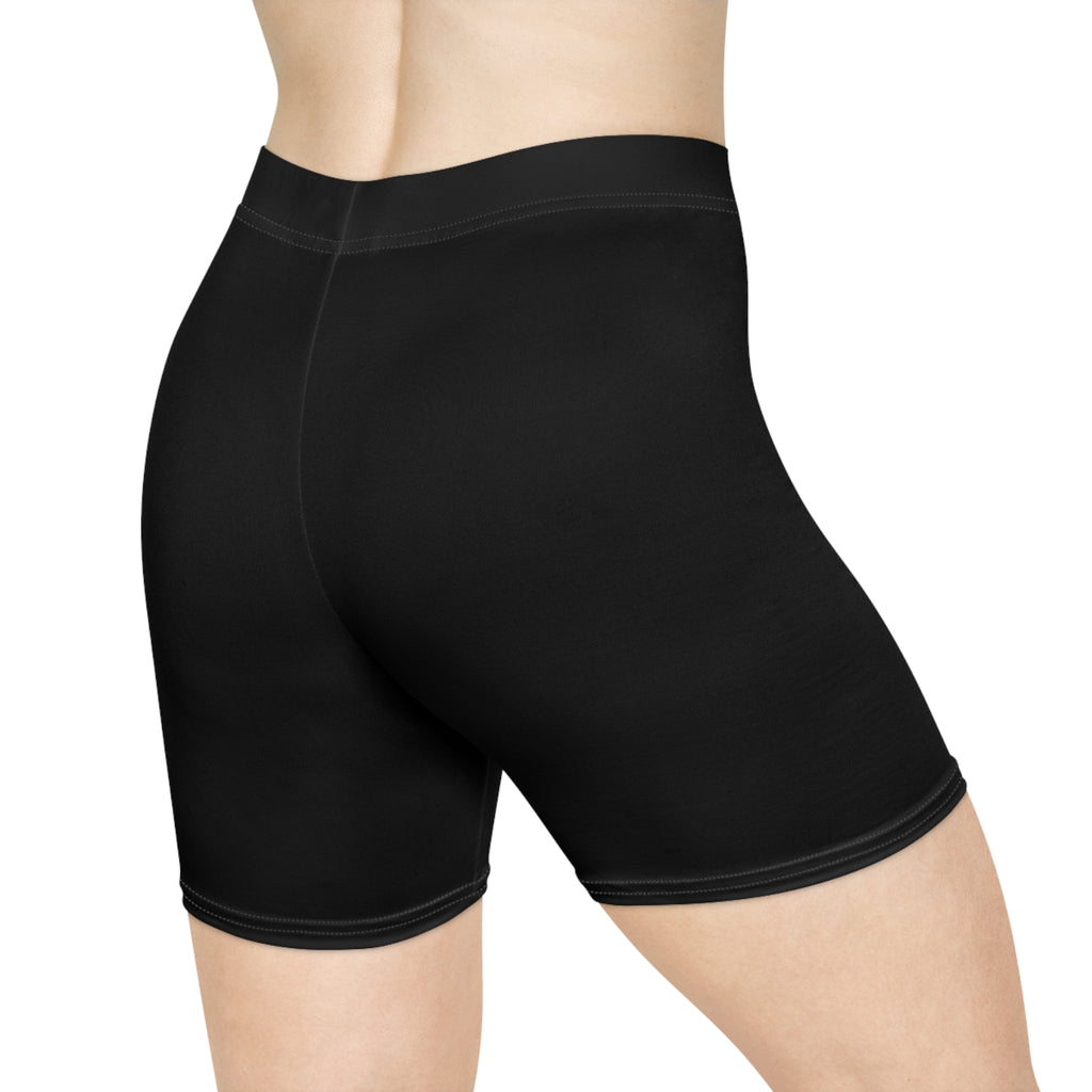 Ninety Minute | Gold Crest Logo Biker Shorts | Women’s Mid-Rise Active Shorts - Black