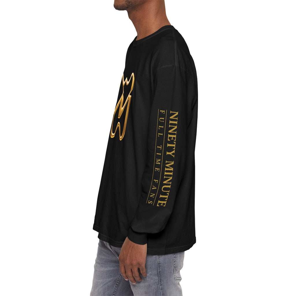 Ninety Minute Full Time Fans Long Sleeve Tee – Men’s Garment-Dyed (Black/White)