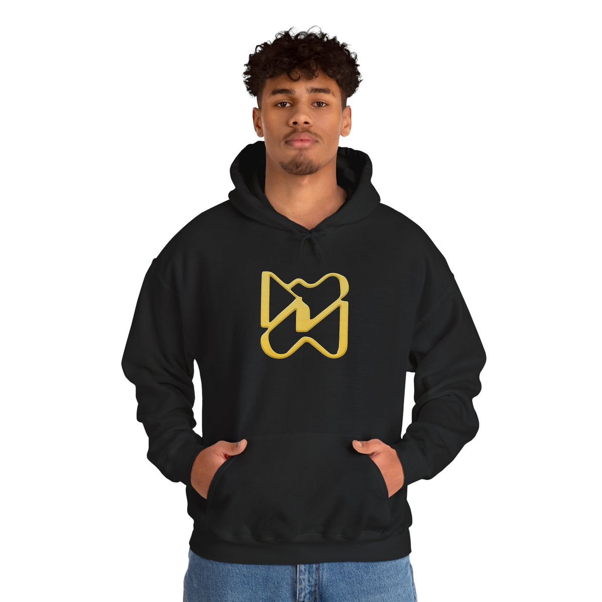 Ninety Minute Heavy Blend™ Pullover Hoodie – Men’s Emblem (Black/White)