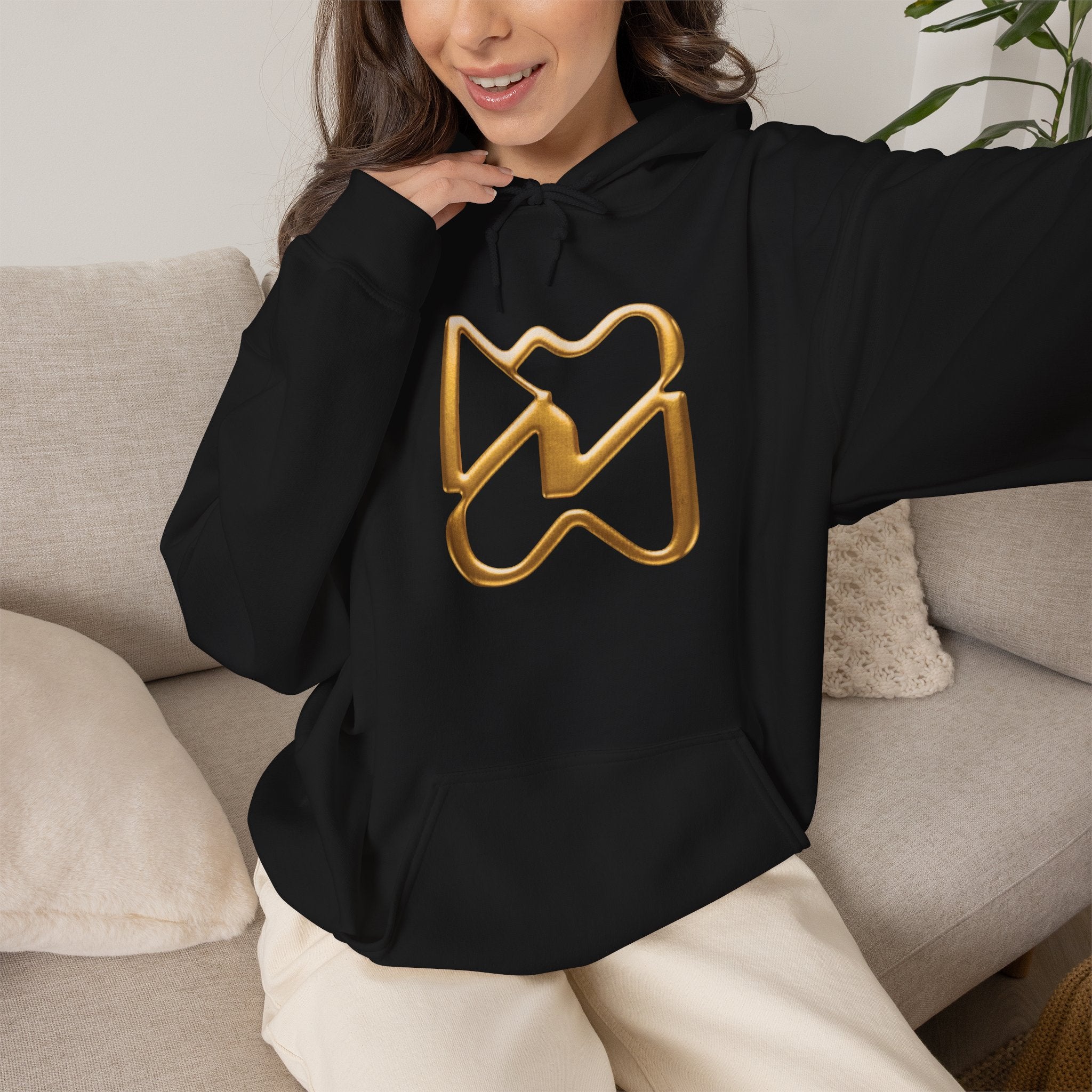 Ninety Minute Heavy Blend™ Pullover Hoodie – Women’s Emblem (Black/White)