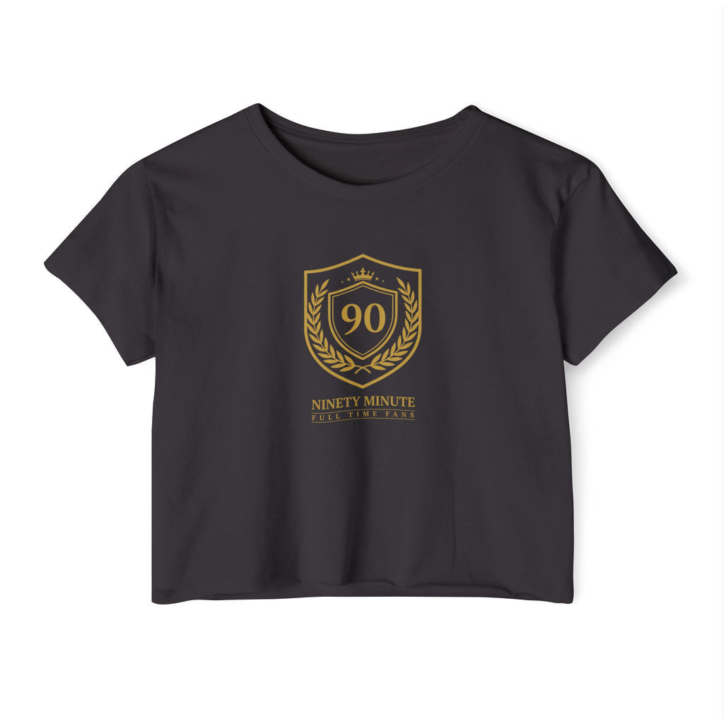 Ninety Minute | Gold Crest Logo Cropped Tee | Women’s Scoop Neck Crop Top