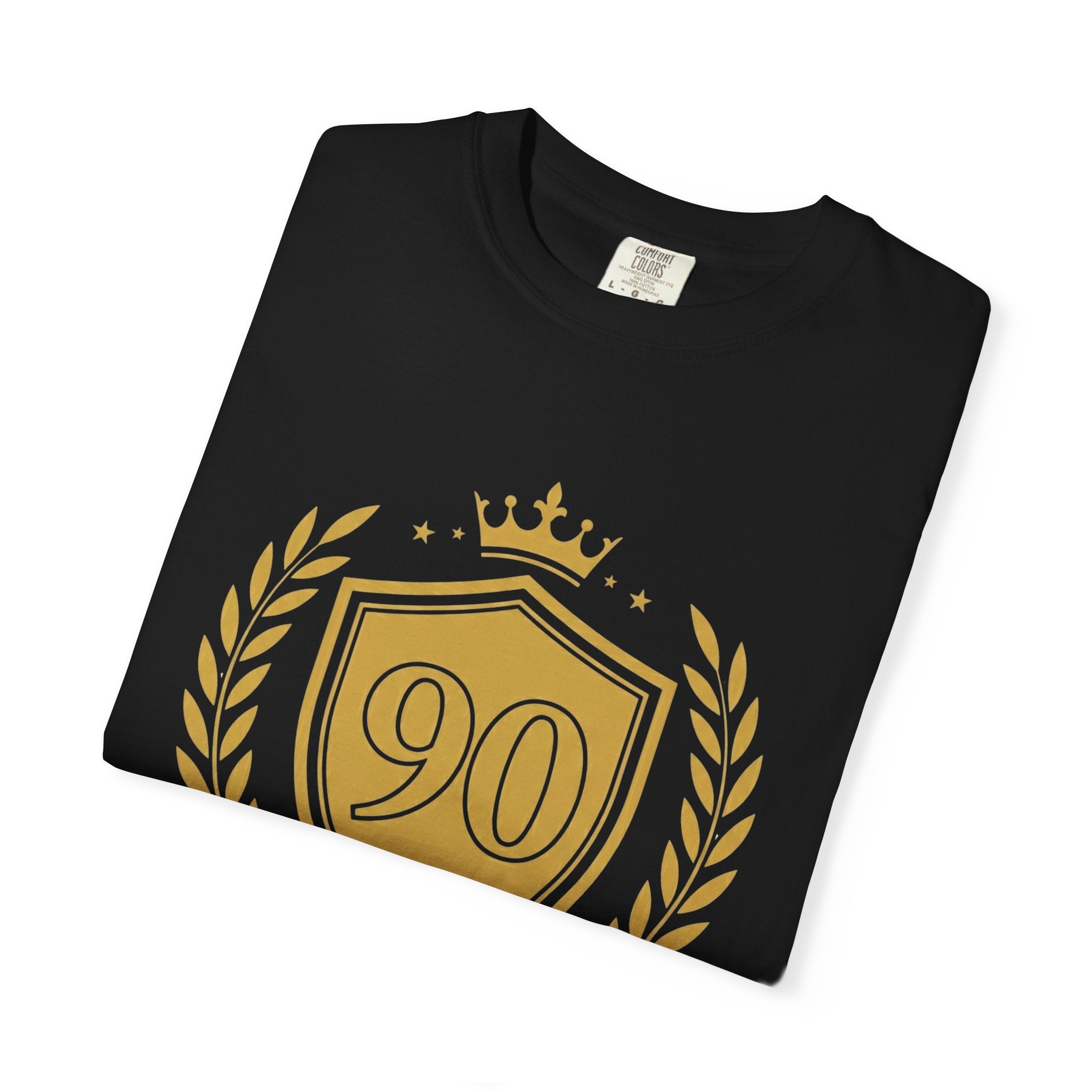 Gold 90 Crest Laurel Shield T-shirt | 90th Anniversary Number Tee