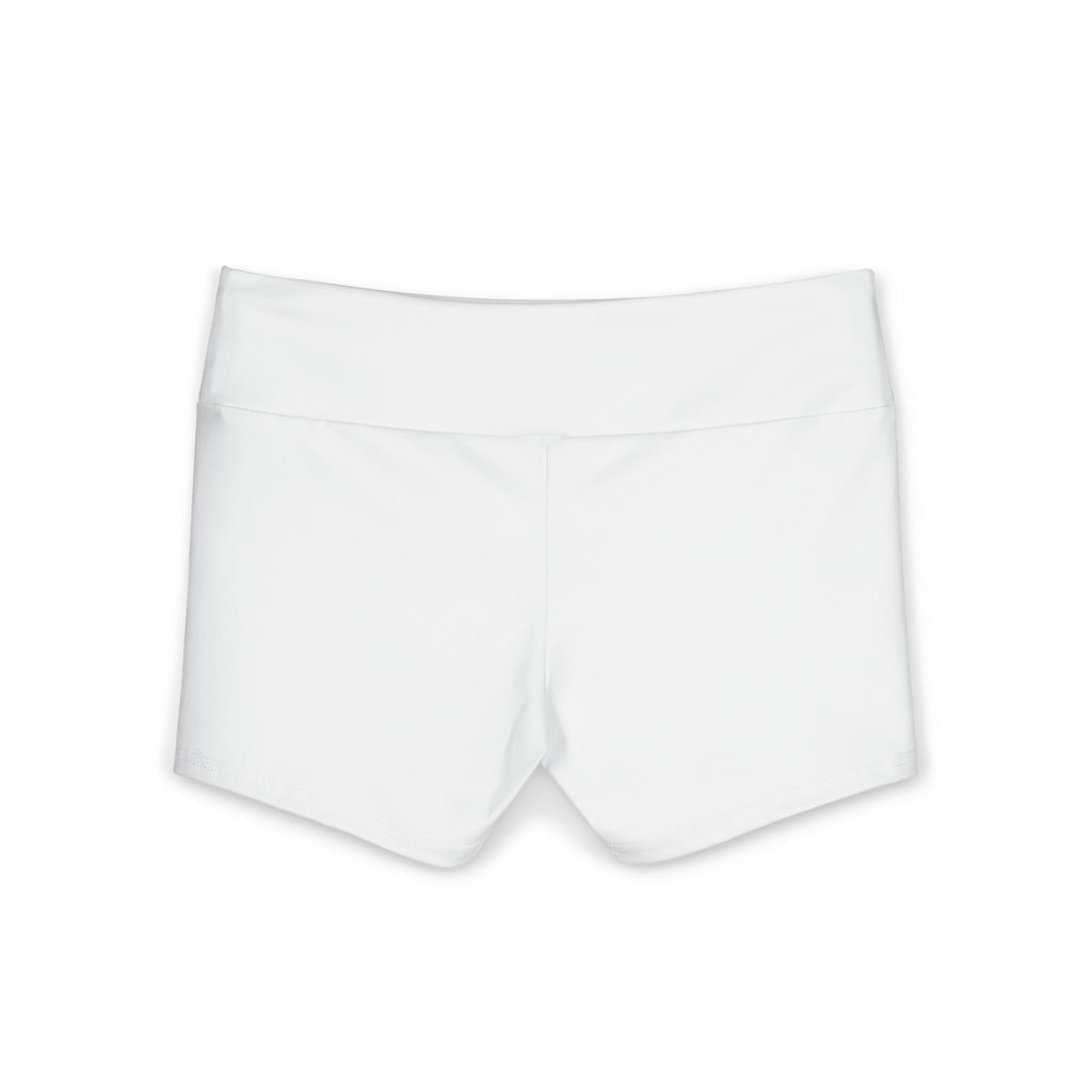 Ninety Minute | Gold Crest Logo Yoga Shorts | Women’s Low-Rise Active Shorts - White