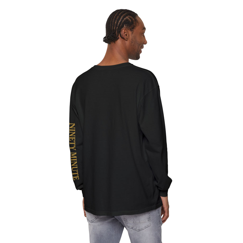 Ninety Minute Full Time Fans Long Sleeve Tee – Men’s Garment-Dyed (Black/White)
