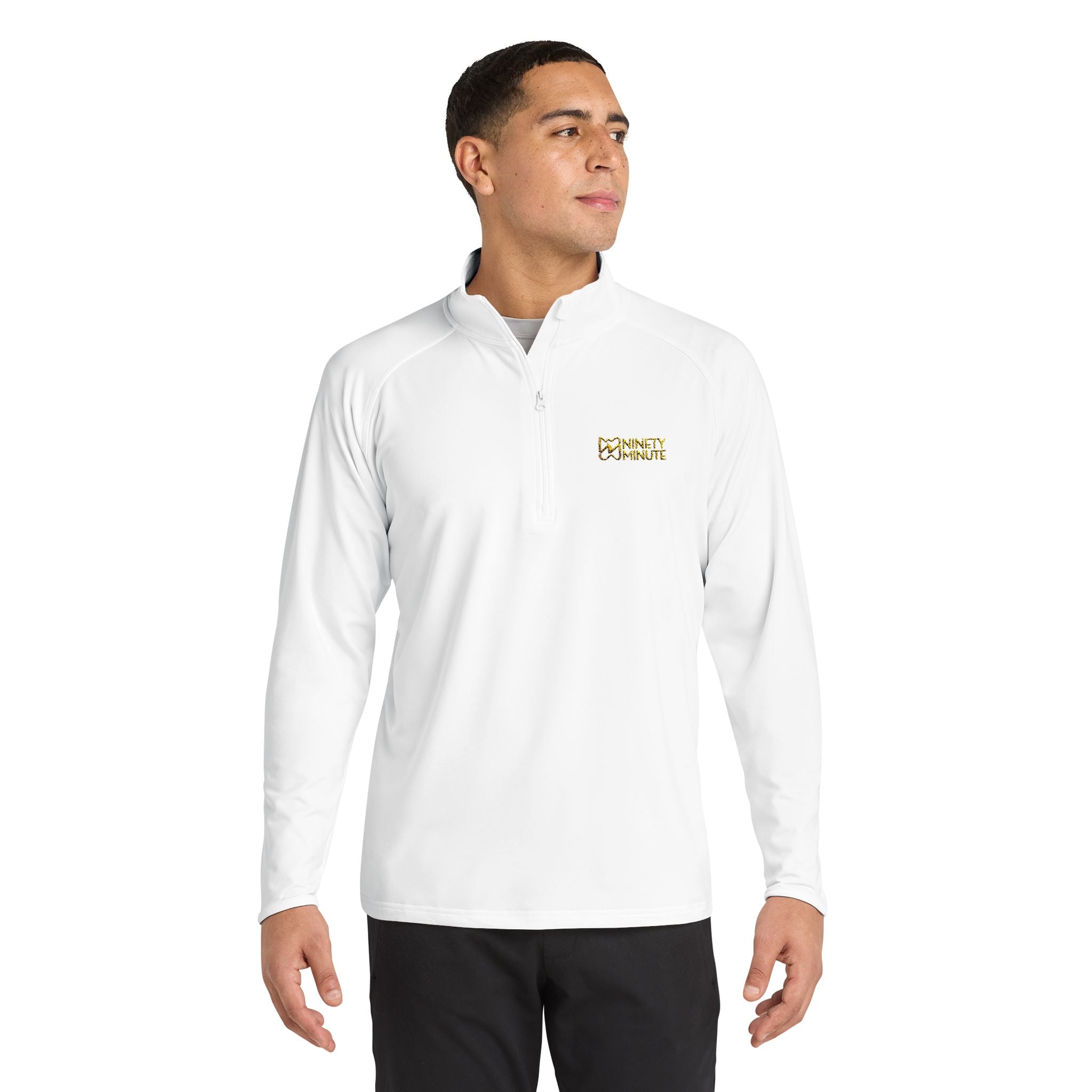 Ninety Minute Quarter-Zip Pullover – Men’s Sport-Wick® Stretch Wordmark (Black/White)