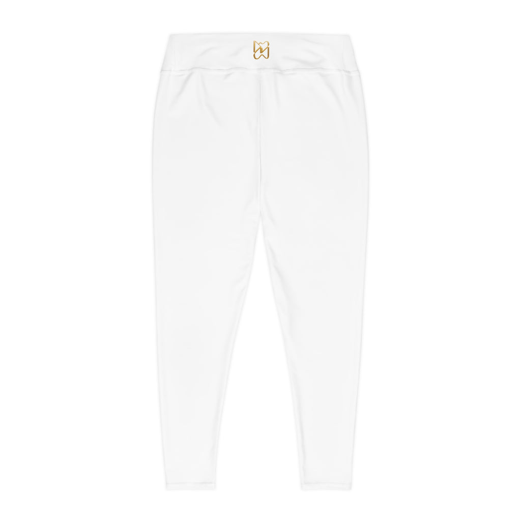 Ninety Minute Plus Size Leggings – High-Rise Back Logo (White)