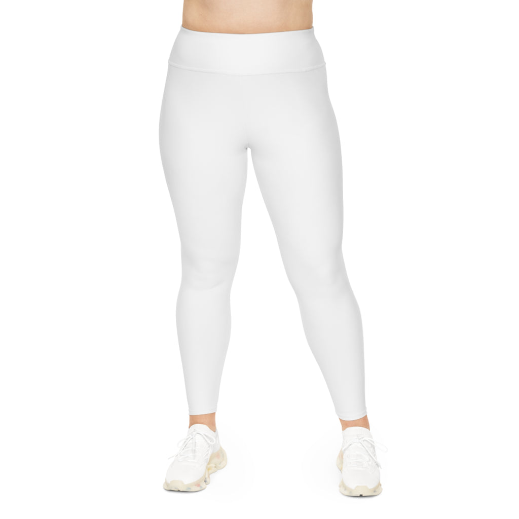 Ninety Minute Plus Size Leggings – High-Rise Back Logo (White)