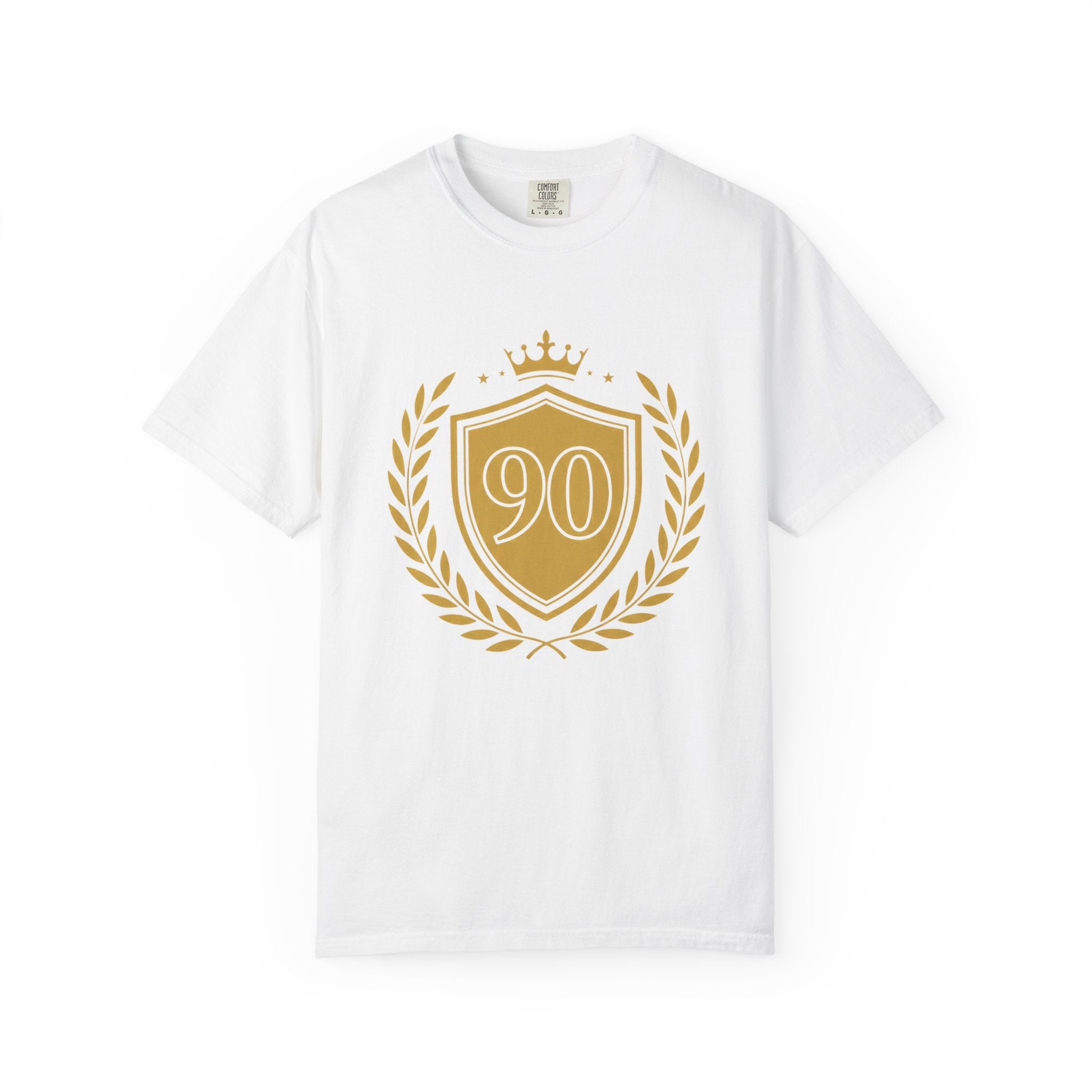 Gold 90 Crest Laurel Shield T-shirt | 90th Anniversary Number Tee