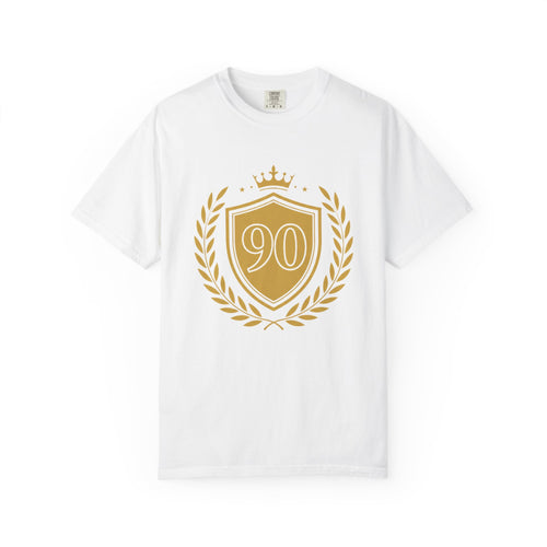 Gold 90 Crest Laurel Shield T-shirt | 90th Anniversary Number Tee