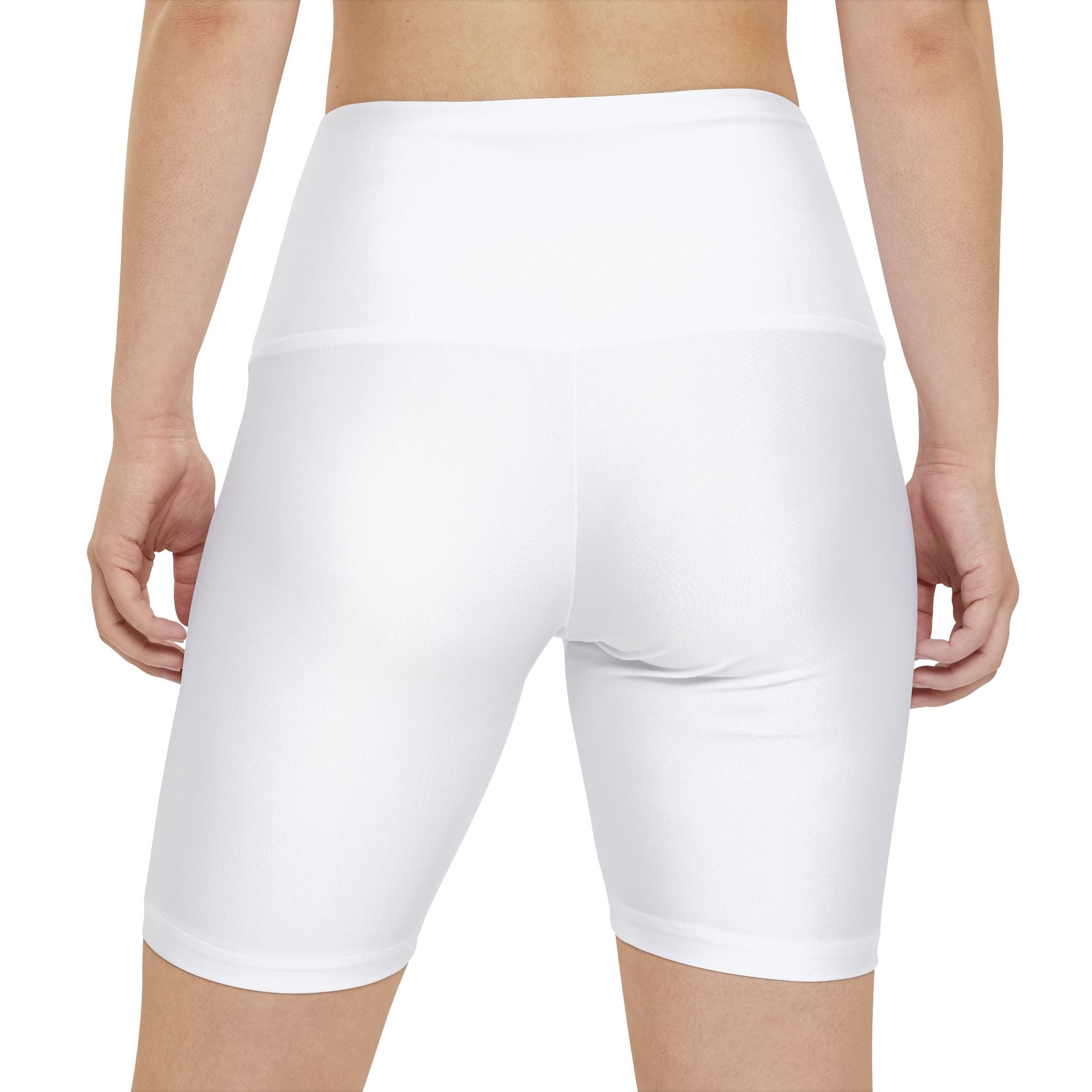 Ninety Minute | Gold Crest Logo Bike Shorts | Women’s High-Waist Workout Shorts - White