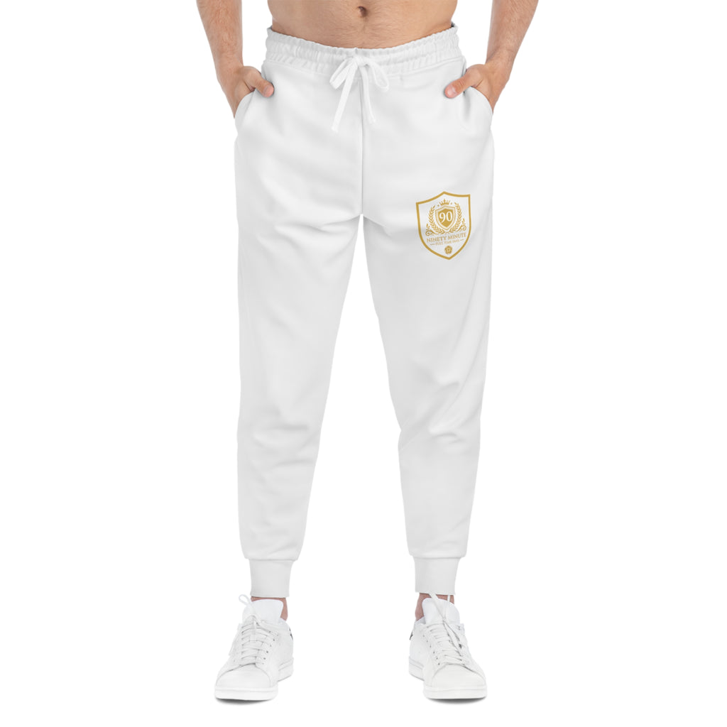 Ninety Minute — Full Shield Badge Athletic Joggers | White