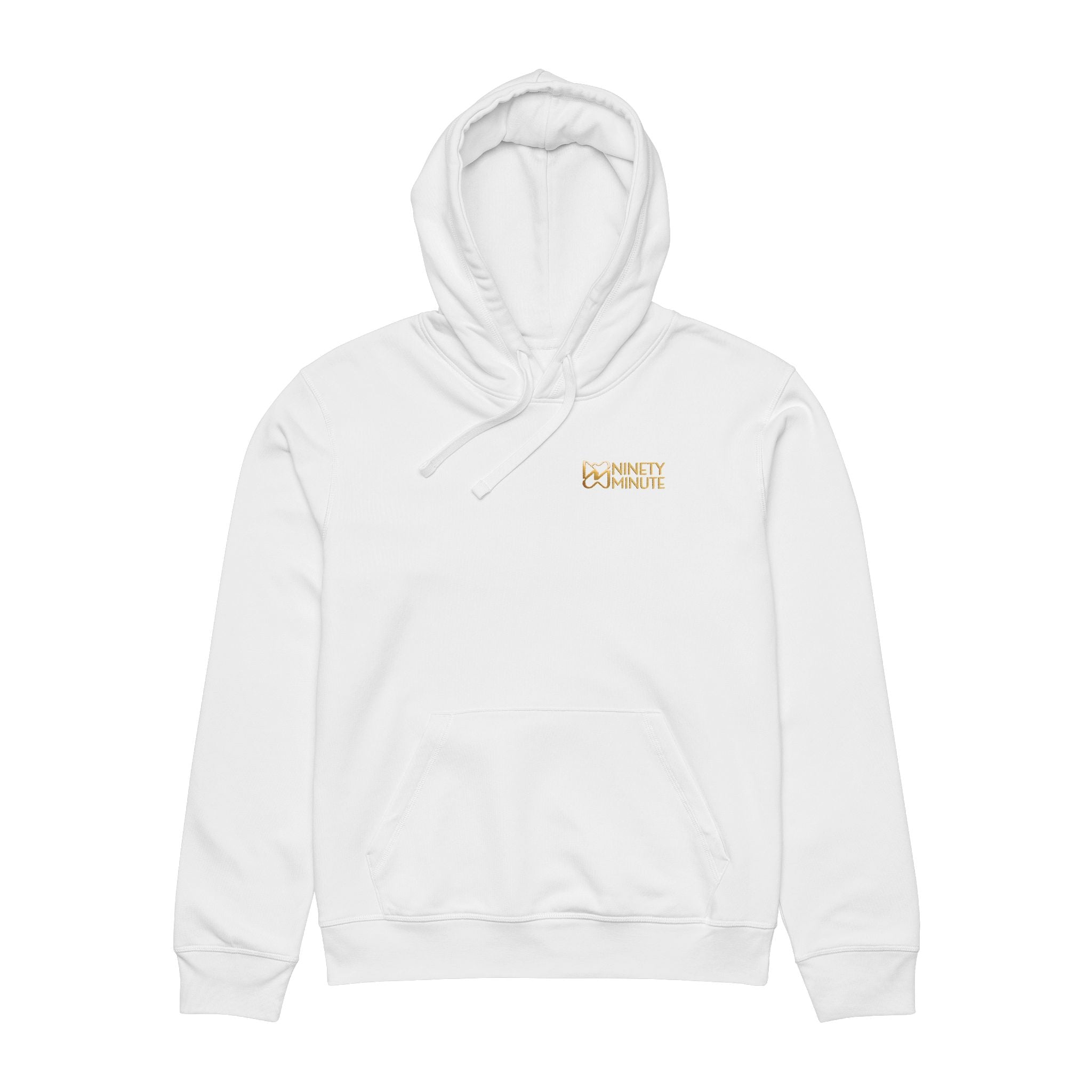 Ninety Minute Women’s Organic Mid-Weight Hoodie (Black/White, Chest Logo)