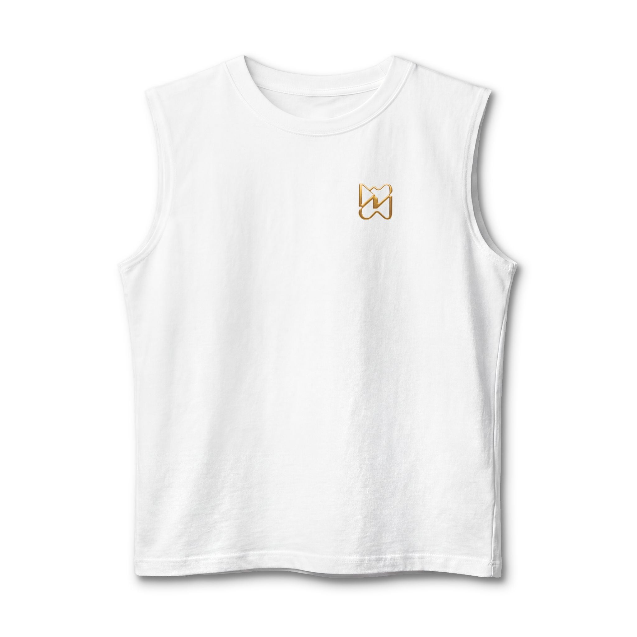 Ninety Minute Men’s Jersey Muscle Tank (Black/White, Chest Icon)