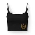 Ninety Minute | Gold Crest Logo Sports Bra | Women’s Recycled Nylon Crop Top