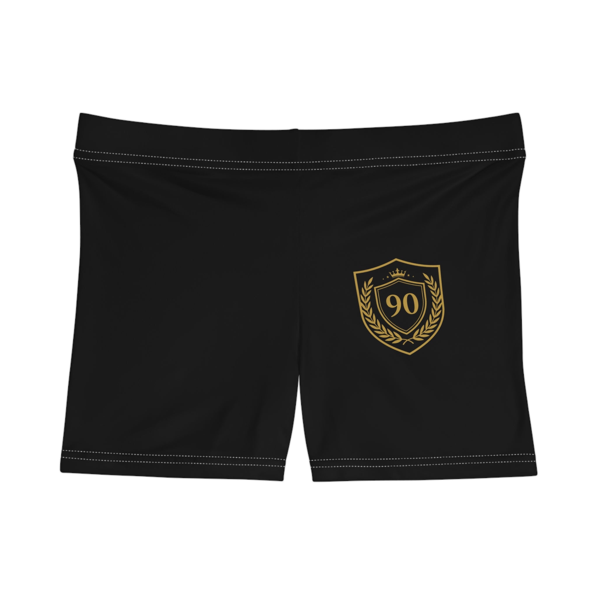 Ninety Minute | Gold Crest Logo Sculpting Shorts | Women’s Active Faux-Suede Shorts - Black