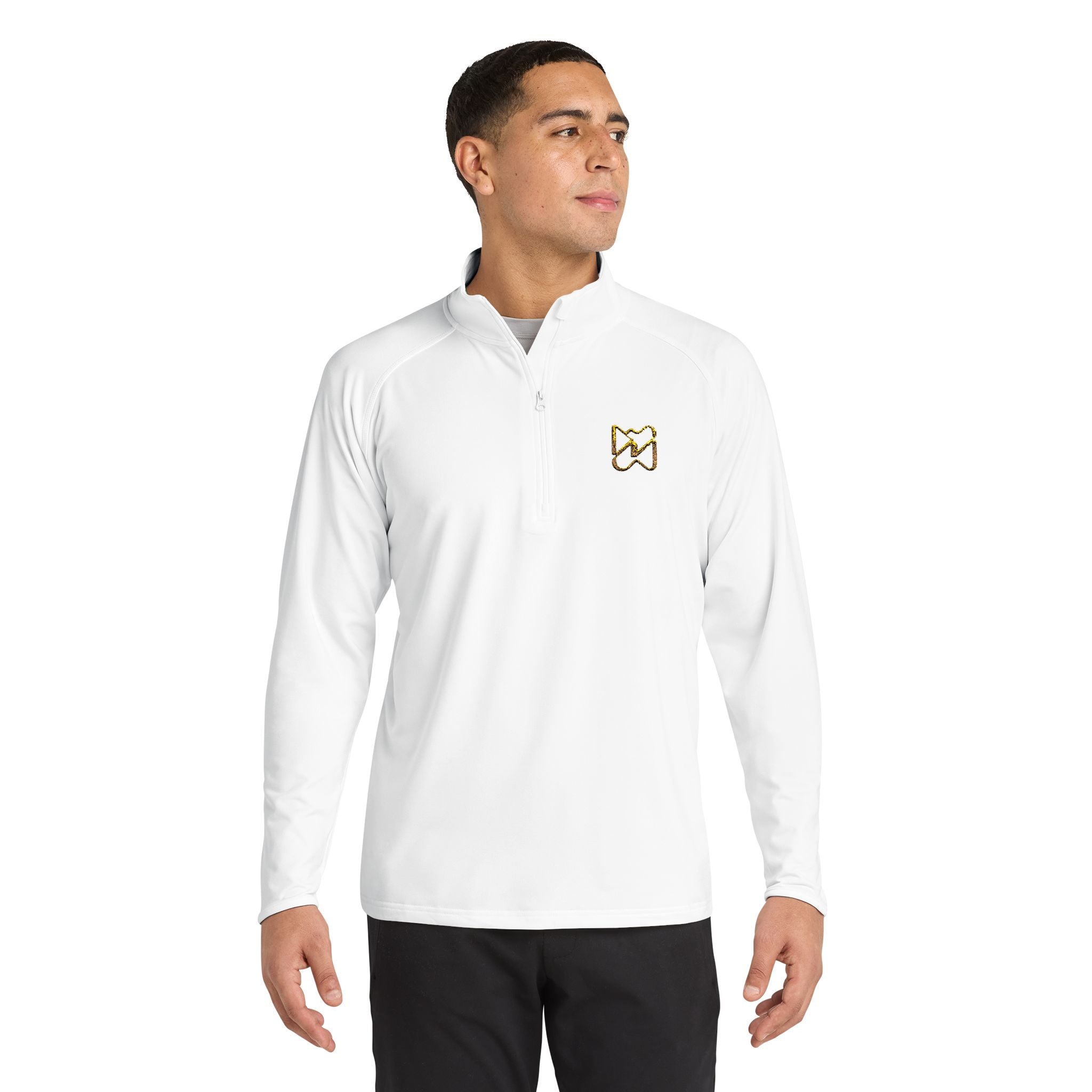Ninety Minute Quarter-Zip Pullover – Men’s Sport-Wick® Stretch (Black/White)