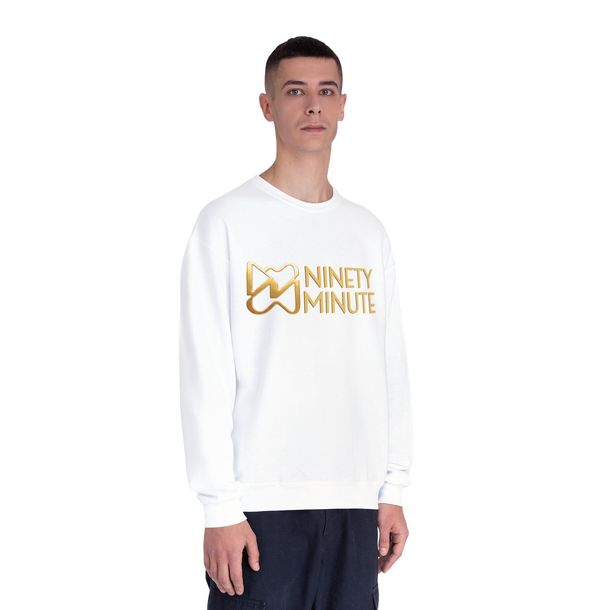 Ninety Minute NuBlend® Crewneck Sweatshirt – Men’s Large Wordmark (Black/White)