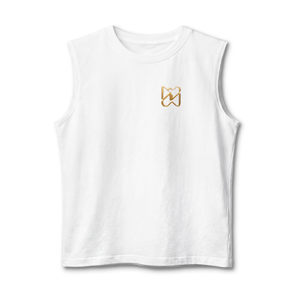 Ninety Minute Men’s Jersey Muscle Tank (Black/White, Chest Logo)