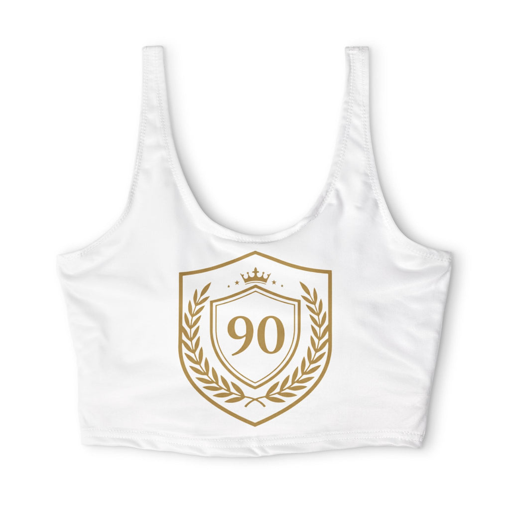 Ninety Minute | Gold Crest Logo Sports Bra | Women’s Polyester Bra Top - White