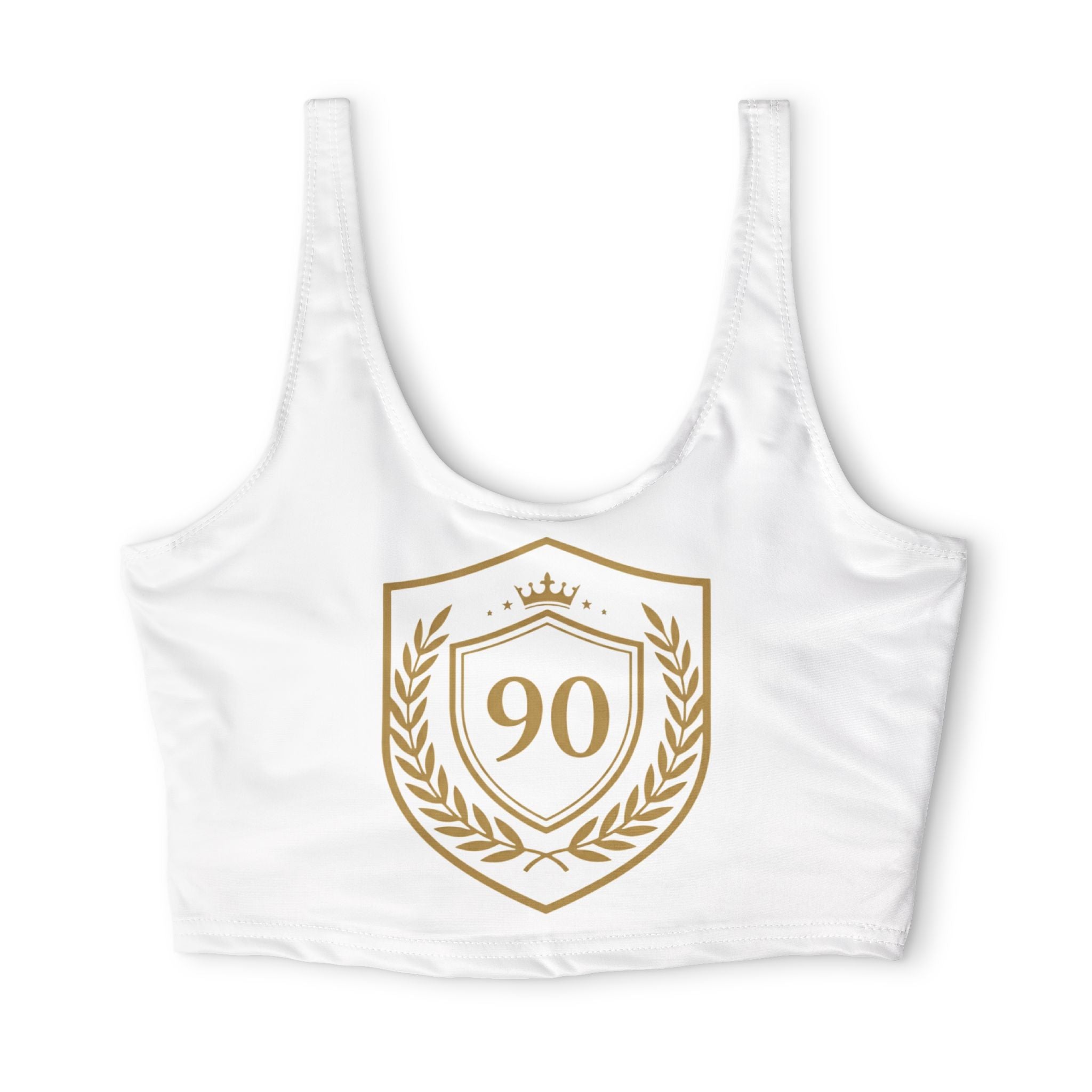Ninety Minute | Gold Crest Logo Sports Bra | Women’s Polyester Bra Top - White