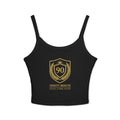Ninety Minute | Gold Crest Logo Fitted Tank | Women’s Spaghetti Strap Crop Top