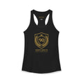 Ninety Minute | Gold Crest Logo Racerback Tank | Women’s Slim Fit Sleeveless Top