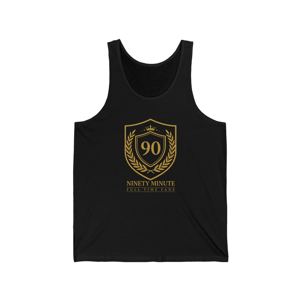 Ninety Minute | Gold Crest Logo Jersey Tank | Unisex Lightweight Sleeveless Top