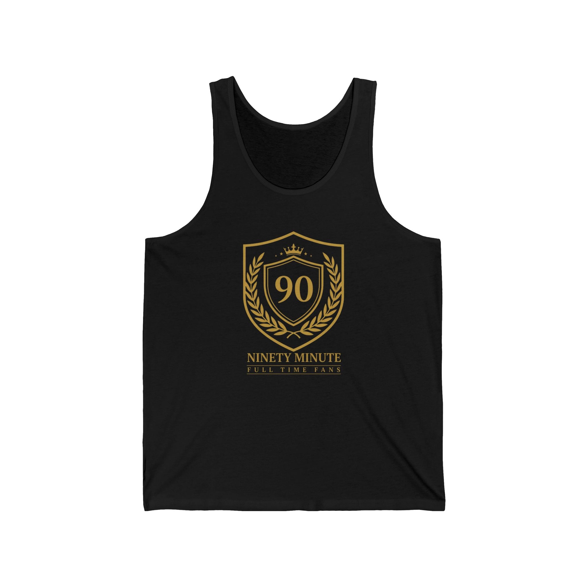 Ninety Minute | Gold Crest Logo Jersey Tank | Unisex Lightweight Sleeveless Top