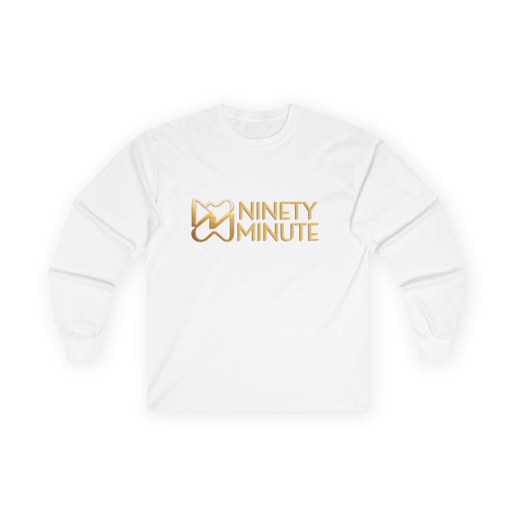 Ninety Minute Women’s Ultra Cotton Long Sleeve Tee (Black/White, Wordmark)