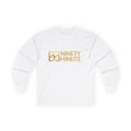 Ninety Minute Men’s Ultra Cotton Long Sleeve Tee (Black/White, Wordmark)
