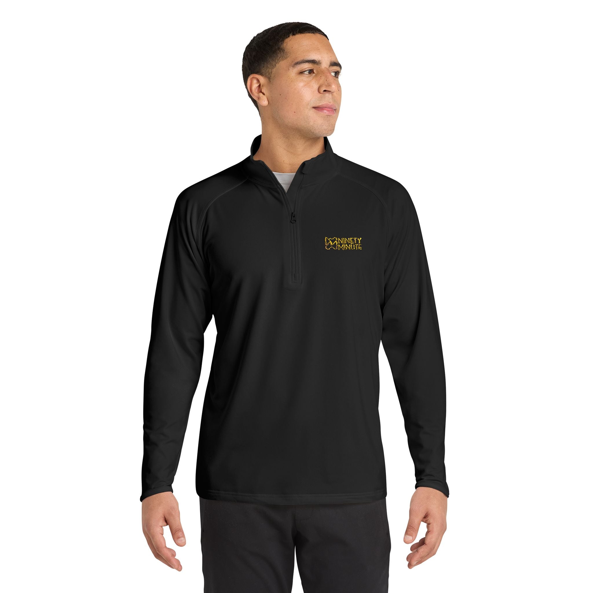 Ninety Minute Quarter-Zip Pullover – Men’s Sport-Wick® Stretch Wordmark (Black/White)