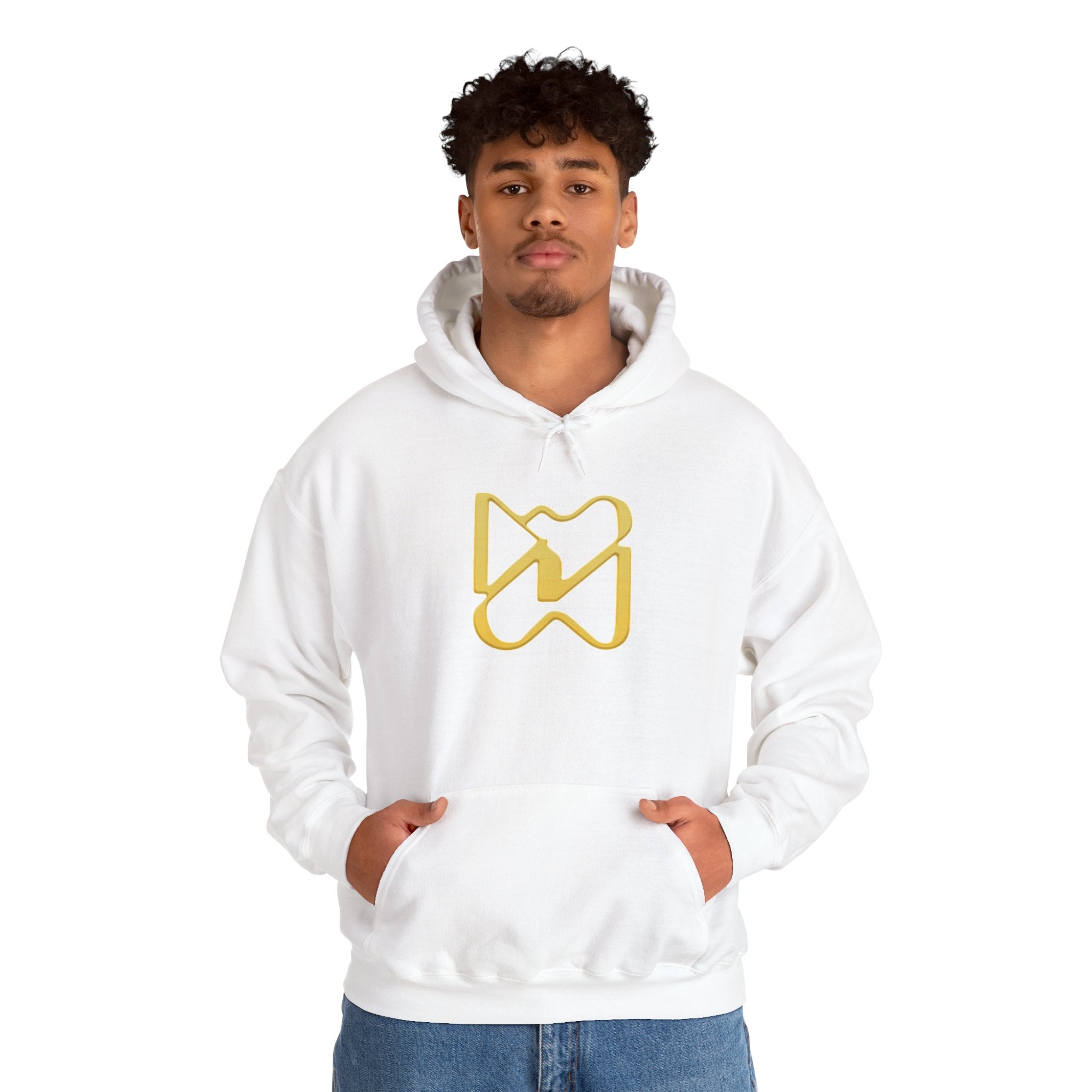 Ninety Minute Heavy Blend™ Pullover Hoodie – Men’s Emblem (Black/White)