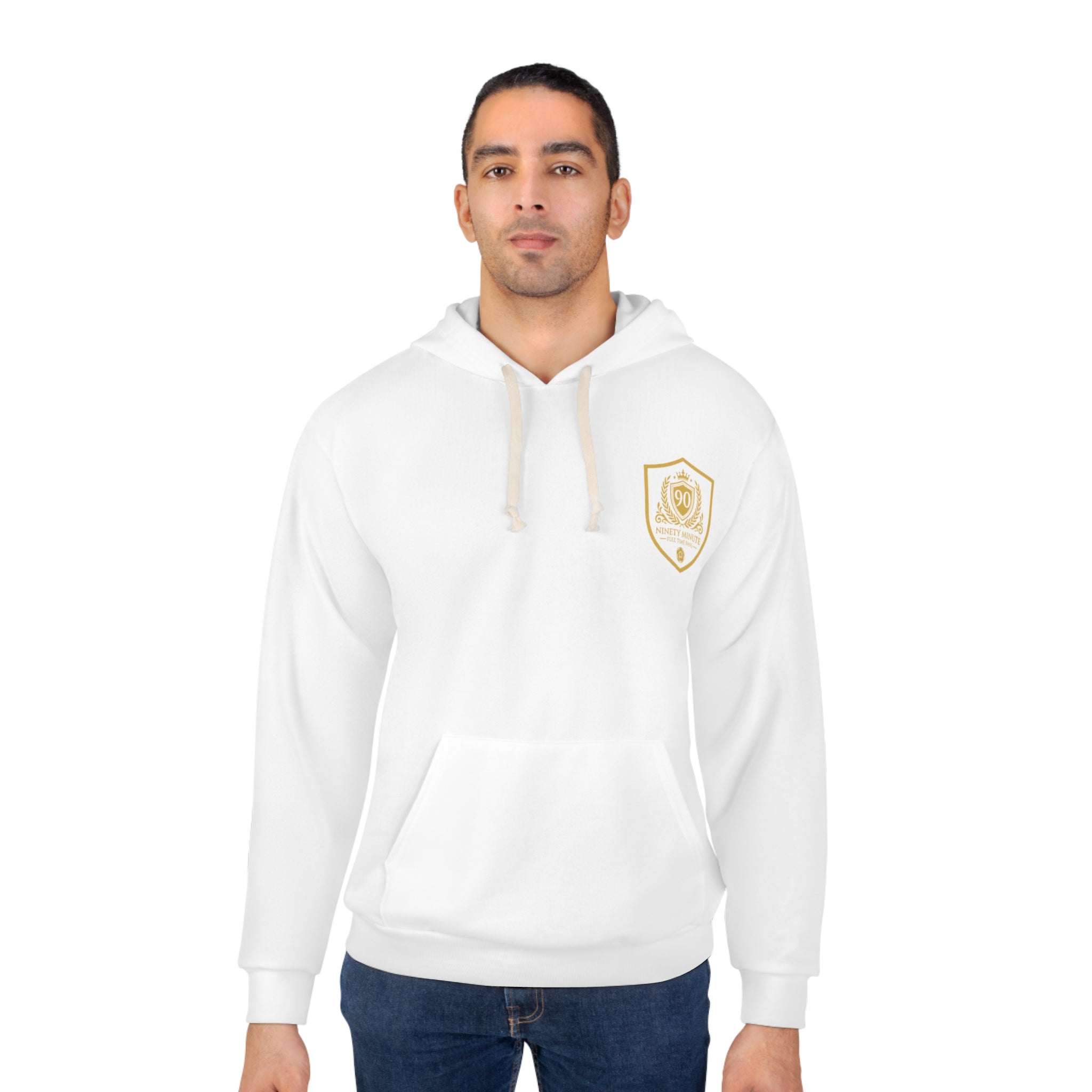 Ninety Minute — Gold Crest Pullover Hoodie | White