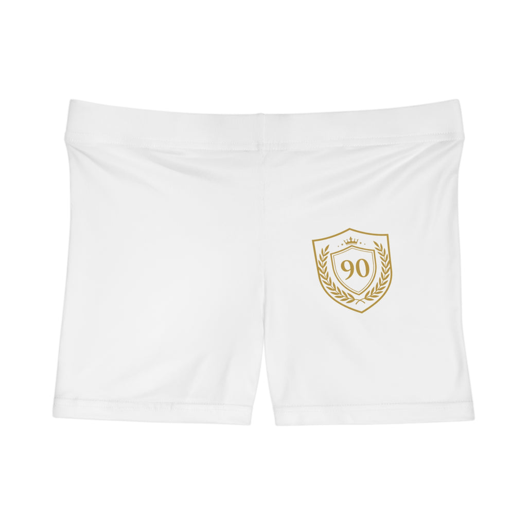 Ninety Minute | Gold Crest Logo Sculpting Shorts | Women’s Active Faux-Suede Shorts - White