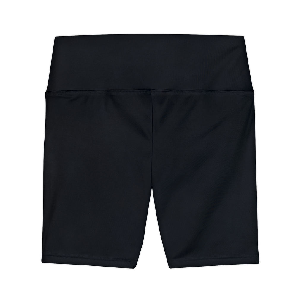 Ninety Minute | Gold Crest Logo Bike Shorts | Women’s High-Waist Workout Shorts - Black