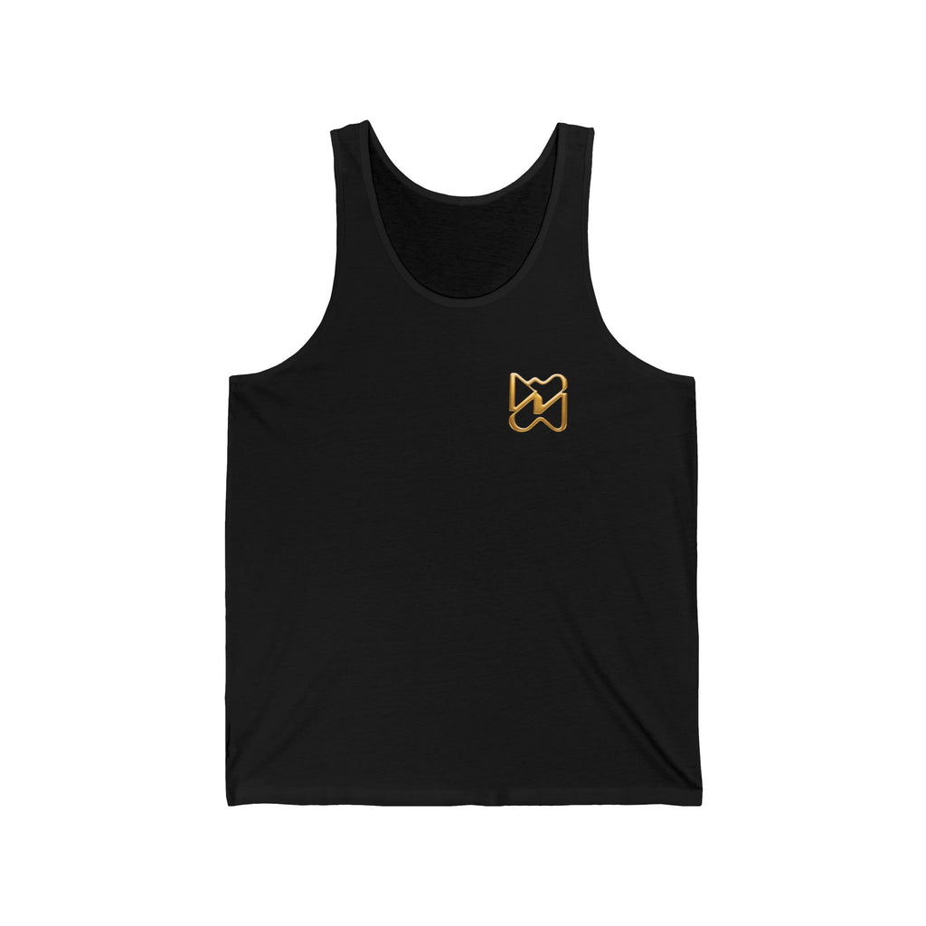Ninety Minute Men’s Jersey Tank (Black/White, Chest Icon)