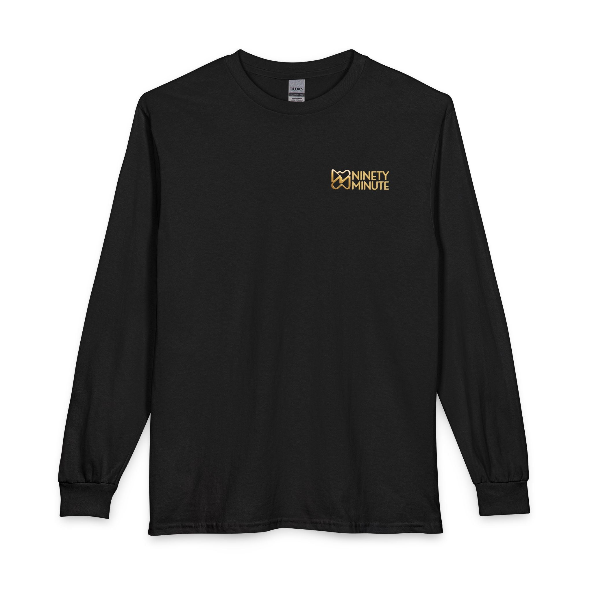 Ninety Minute Men’s Long Sleeve T-Shirt (Black/White, Chest Wordmark)