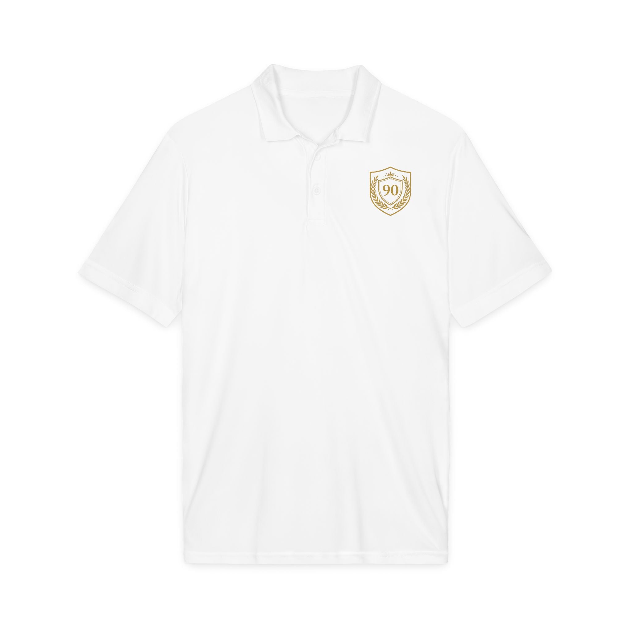 Ninety Minute | Gold Crest Logo Performance Polo | Men PosiCharge® Crewneck