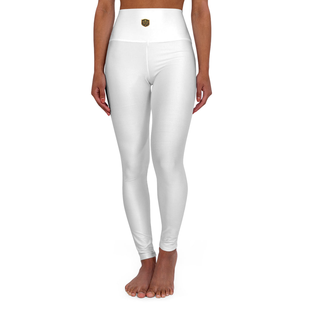 Spain Champions High-Waist Yoga Leggings — White with Gold Crest