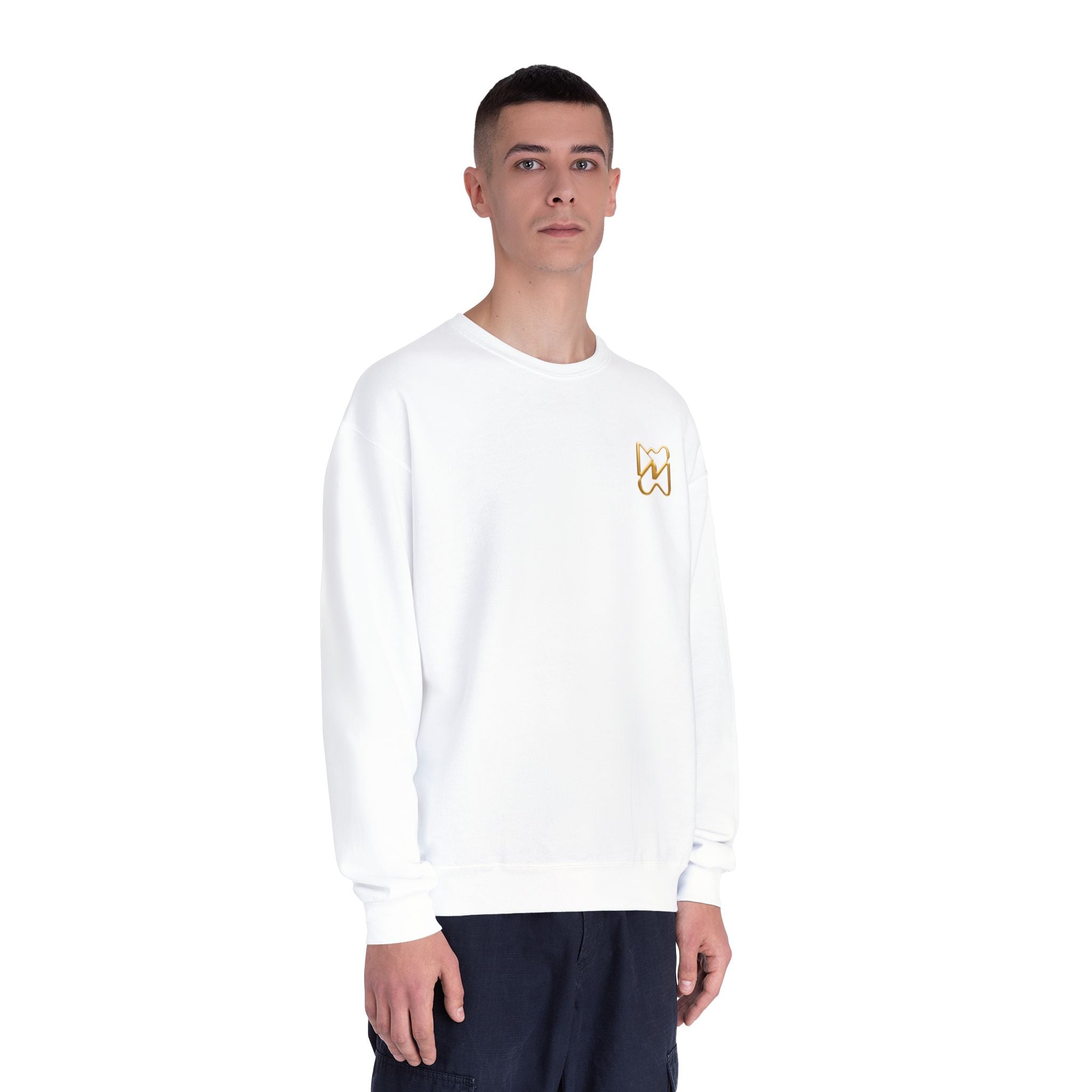 Ninety Minute NuBlend® Crewneck Sweatshirt – Men’s Small Emblem (Black/White)