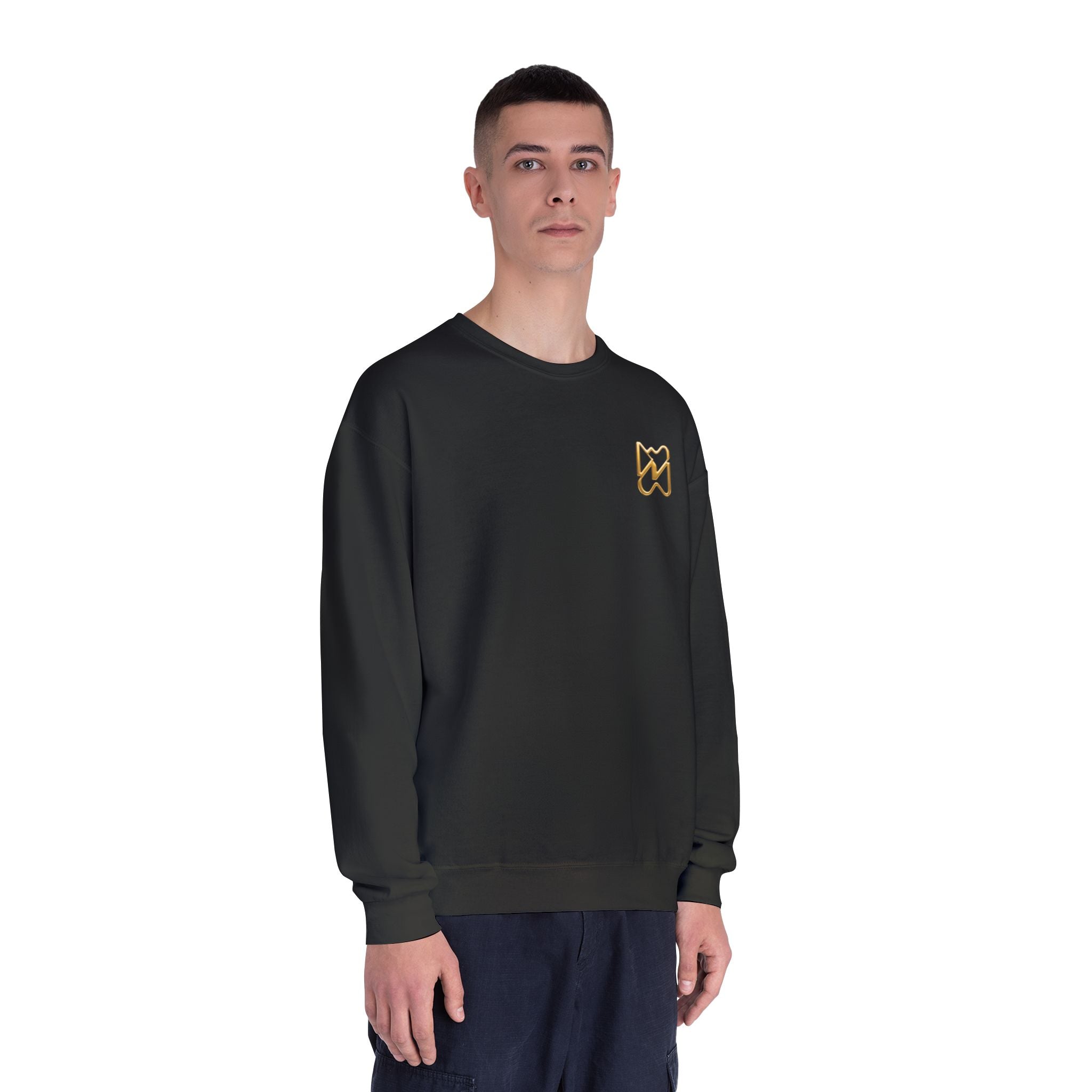 Ninety Minute NuBlend® Crewneck Sweatshirt – Men’s Small Emblem (Black/White)