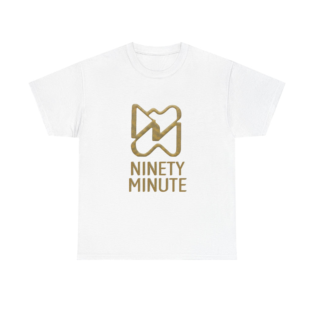 Ninety Minute Unisex Heavy Cotton Tee (Black/White, Large Logo)