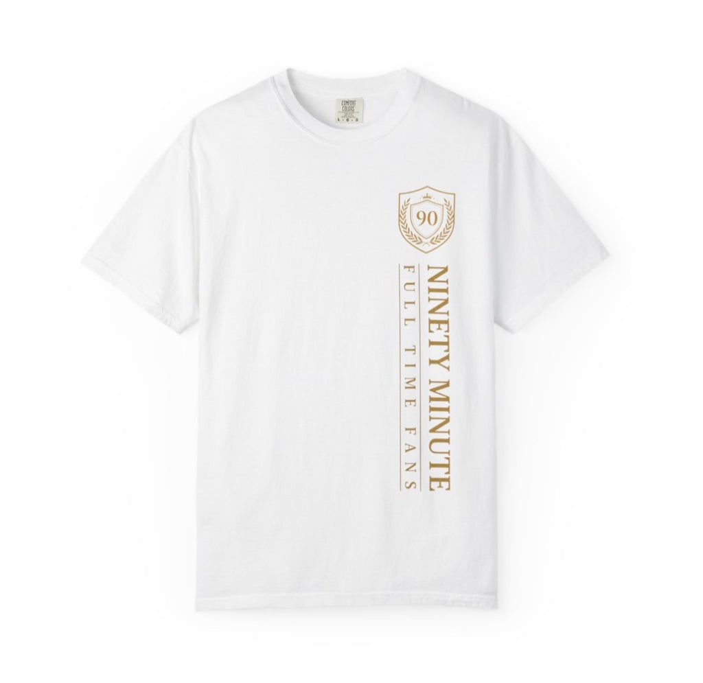 Ninety Minute Vertical Logo T-Shirt | Soccer Retro Crest Athletic Tee
