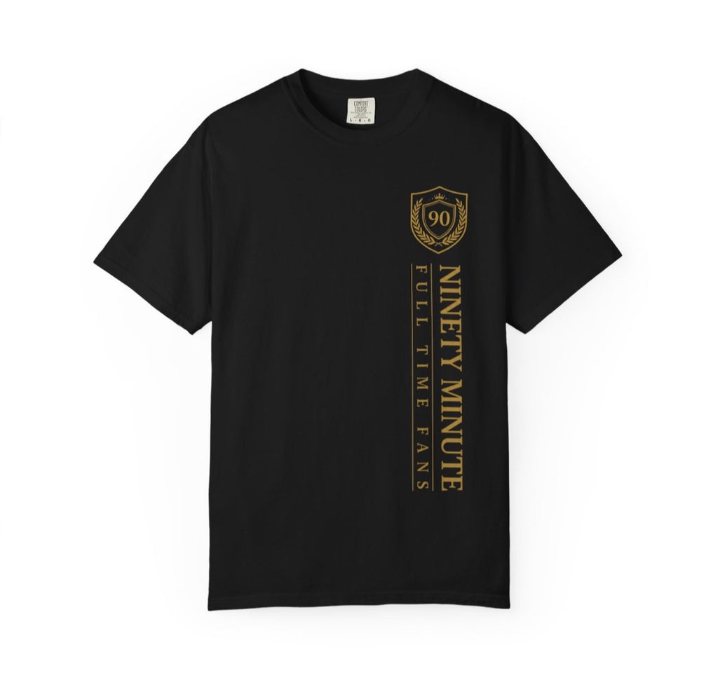 Ninety Minute Vertical Logo T-Shirt | Soccer Retro Crest Athletic Tee