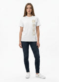 Ninety Minute Vertical Logo T-Shirt | Soccer Retro Crest Athletic Tee - Women