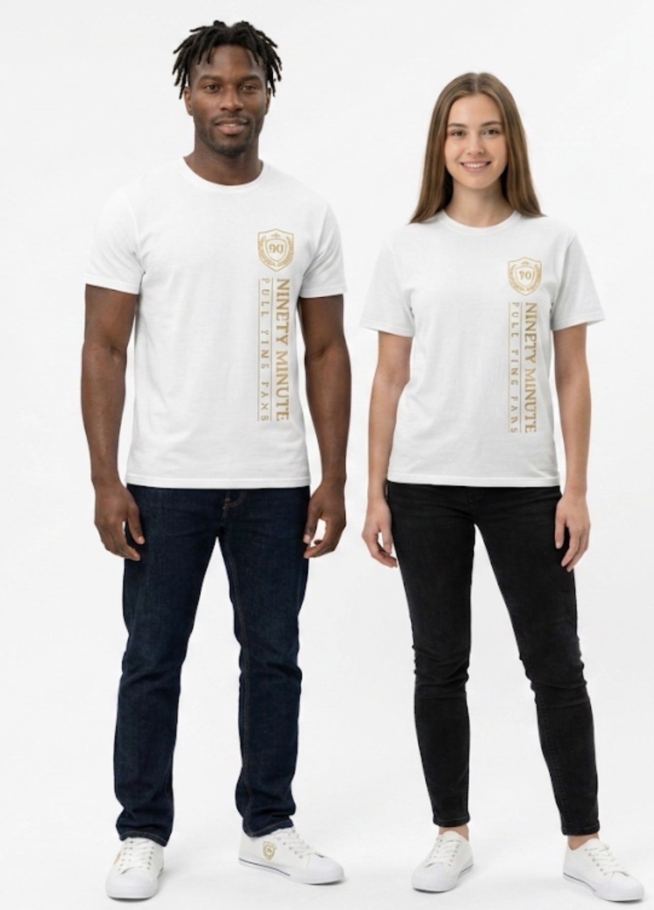 Ninety Minute Vertical Logo T-Shirt | Soccer Retro Crest Athletic Tee