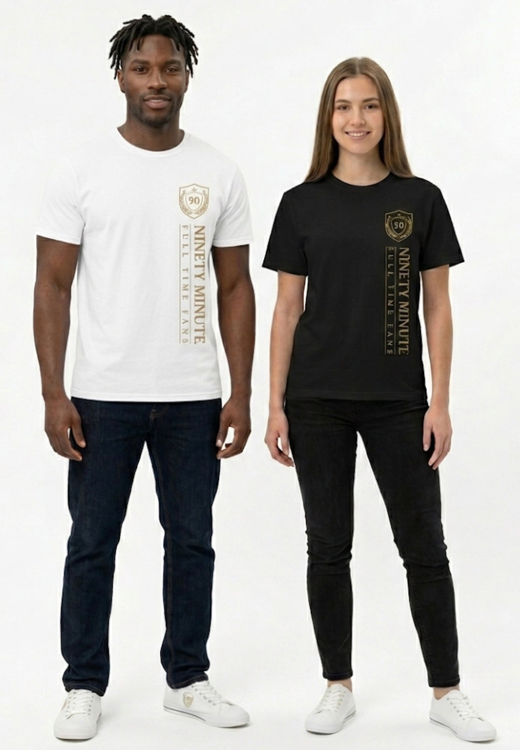 Ninety Minute Vertical Logo T-Shirt | Soccer Retro Crest Athletic Tee